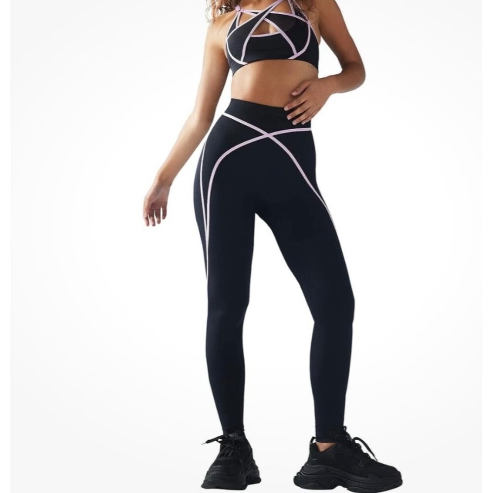 Savage X Fenty Womens X Mesh High-Waist Legging Size 1X Black Caviar - Picture 1 of 5
